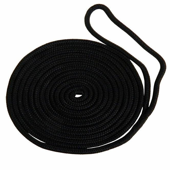 1/2" x 25' Black Double Braid Dock Line Buccaneer Rope 30-64425