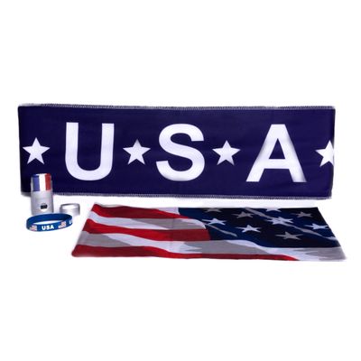 CRUZONE USA Soccer Team Games Fans, Scarf, Neckerchief and Wristband with Flag Colors and Printed Country Name Set of 3 Accessories for All Ages and Genders