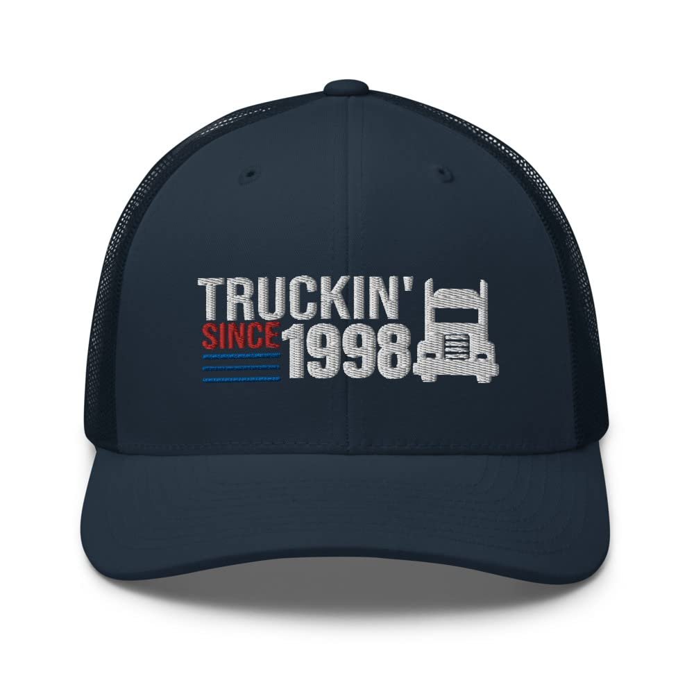 CreativeTees4You Truckin' Since 1998 Truck Driver Trucking Trucker Cap Mesh Hat Adjustable Navy