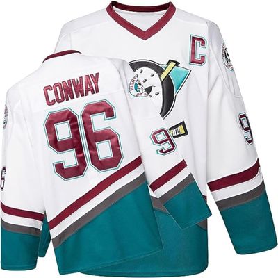 Mighty Ducks Jersey 96# Charlie Conway Movie Ice Hockey Jersey Stitched Letters and Numbers