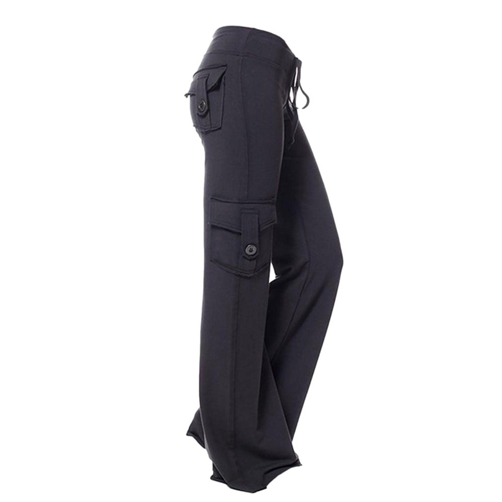 Bootcut Yoga Pants Women's Stretch Workout Relax Fit Super Soft Cargo Yoga Pants Wide Leg Palazzo Pants with Pockets Black