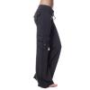 Bootcut Yoga Pants Women's Stretch Workout Relax Fit Super Soft Cargo Yoga Pants Wide Leg Palazzo Pants with Pockets Black view 3