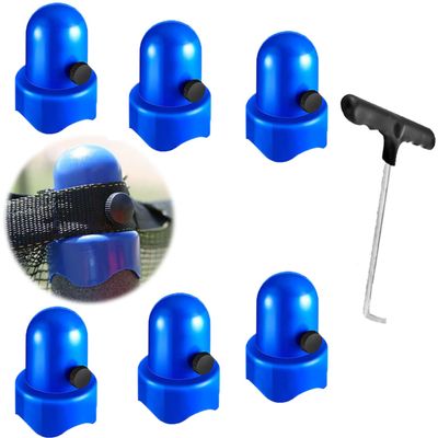 Zaijmlwwn 1.5Diameter Trampoline Enclosure Pole Caps with Screw Thumb for Trampoline Net Hook, 8 Pieces Safety Pole Caps (Blue 6pcs)
