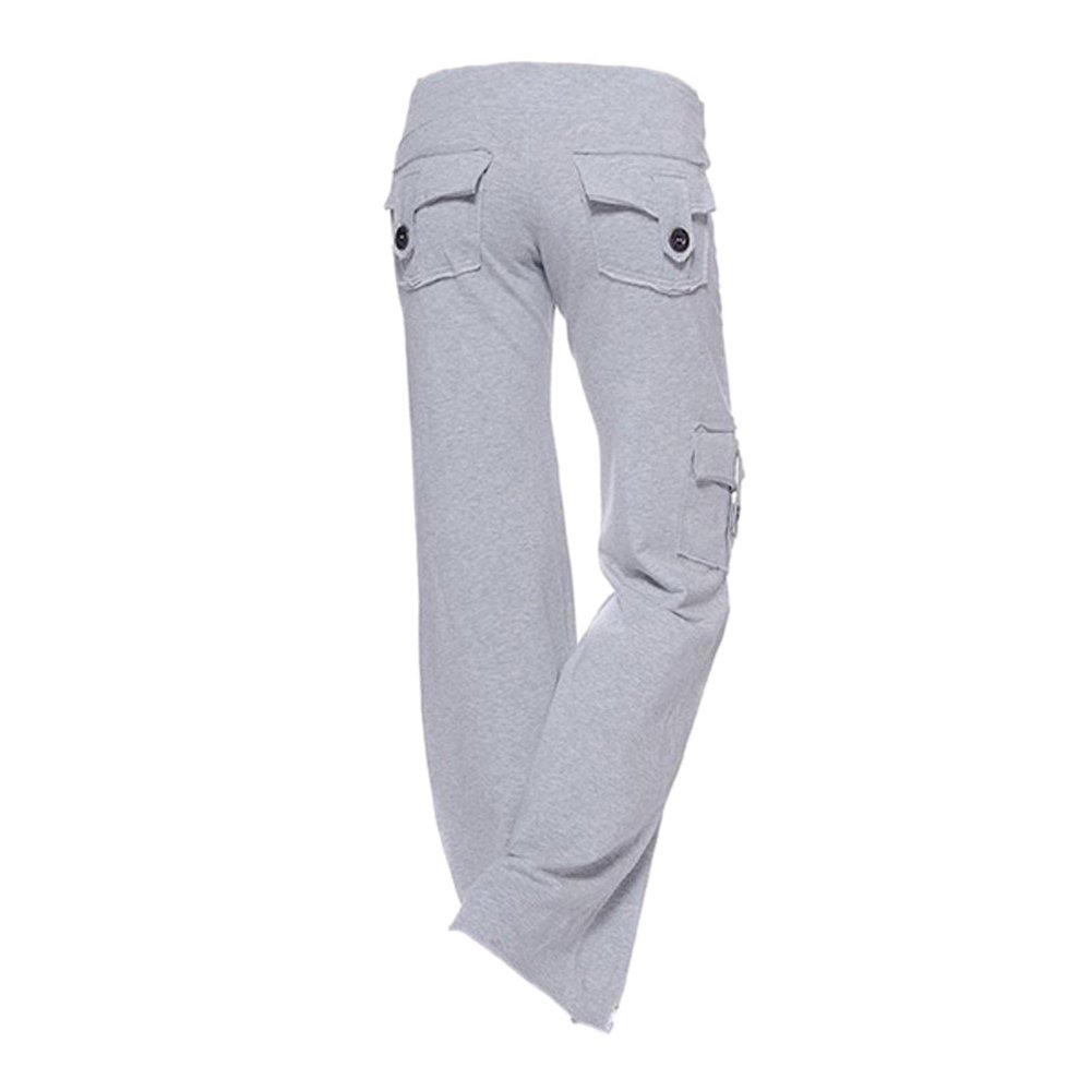 Bootcut Yoga Pants Women's Stretch Workout Relax Fit Super Soft Cargo Yoga Pants Wide Leg Palazzo Pants with Pockets Gray