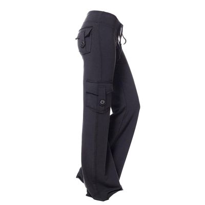 Bootcut Yoga Pants Women's Stretch Workout Relax Fit Super Soft Cargo Yoga Pants Wide Leg Palazzo Pants with Pockets Black