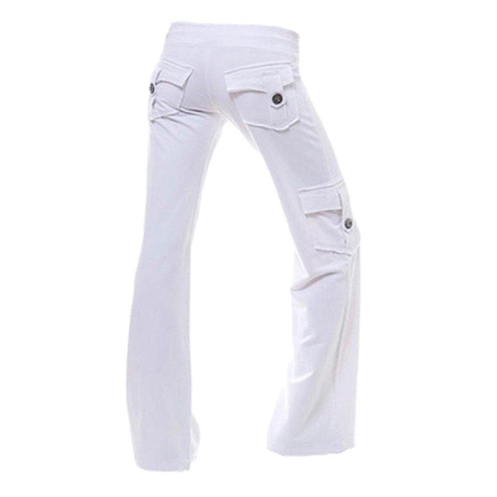 Bootcut Yoga Pants Women's Stretch Workout Relax Fit Super Soft Cargo Yoga Pants Wide Leg Palazzo Pants with Pockets White