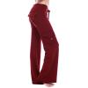 Bootcut Yoga Pants Women's Stretch Workout Relax Fit Super Soft Cargo Yoga Pants Wide Leg Palazzo Pants with Pockets Wine view 2