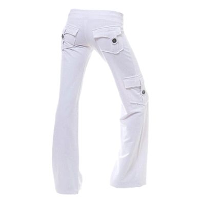 Bootcut Yoga Pants Women's Stretch Workout Relax Fit Super Soft Cargo Yoga Pants Wide Leg Palazzo Pants with Pockets White