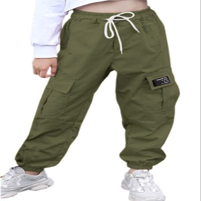AOWKULAE Women Cargo Pants, Tapered Joggers Drawstring Elastic Waist Loose Pants with Pockets for Women, Army Green, Size US Large