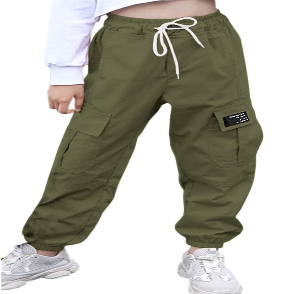 AOWKULAE Women Cargo Pants, Tapered Joggers Drawstring Elastic Waist Loose Pants with Pockets for Women, Army Green, Size US Large