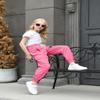 AOWKULAE Women Cargo Pants, Tapered Joggers Drawstring Elastic Waist Loose Pants with Pockets for Women, Rose Pink, Size US X-Large view 4