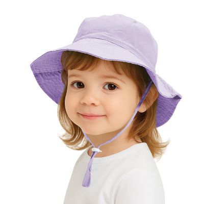 TopTie Baby Sun Hat Summer Beach Hat UPF 50+ Bucket Hat with Wide Brim for Kids 0-6 Years-Purple-M