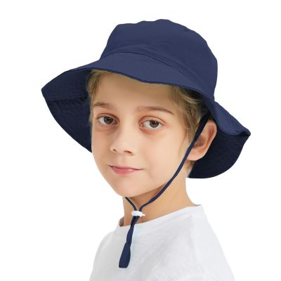 TopTie Baby Sun Hat Summer Beach Hat UPF 50+ Bucket Hat with Wide Brim for Kids 0-6 Years-Navy-M