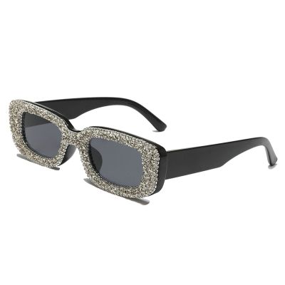 COTIA Small Square Sunglasses Women Diamond Sunglasses Rhinestone Bling Sunglasses Men Eyewear UV400 (black)