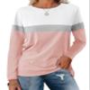 Minetom Women's Color Block Tunic Tops Casual Long Sleeve Shirts Round Neck Pullover view 1