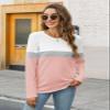 Minetom Women's Color Block Tunic Tops Casual Long Sleeve Shirts Round Neck Pullover view 2