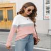 Minetom Women's Color Block Tunic Tops Casual Long Sleeve Shirts Round Neck Pullover view 3