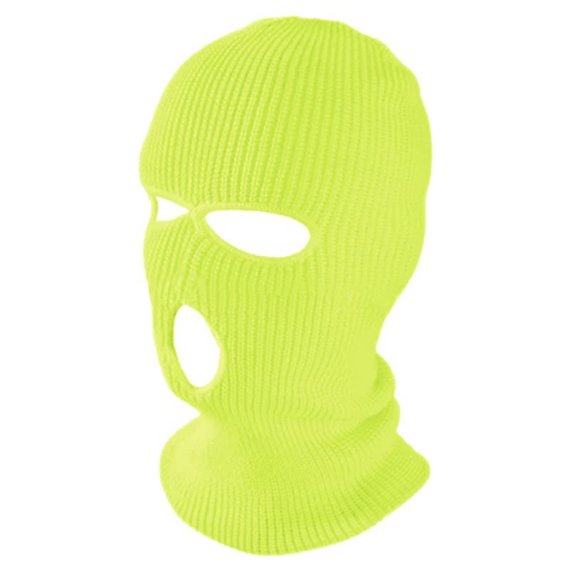TopTie 3 Hole Balaclava, Double Knitted Windproof Breathable Balaclava for Men Women Knit Hat-Neon Yellow