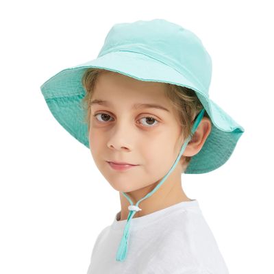 TopTie Baby Sun Hat Summer Beach Hat UPF 50+ Bucket Hat with Wide Brim for Kids 0-6 Years-Aqua-S