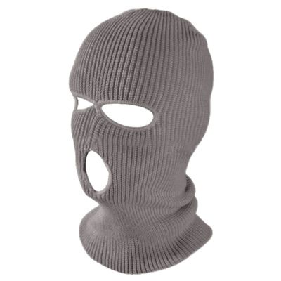 TopTie 3 Hole Balaclava, Double Knitted Windproof Breathable Balaclava for Men Women Knit Hat-Grey