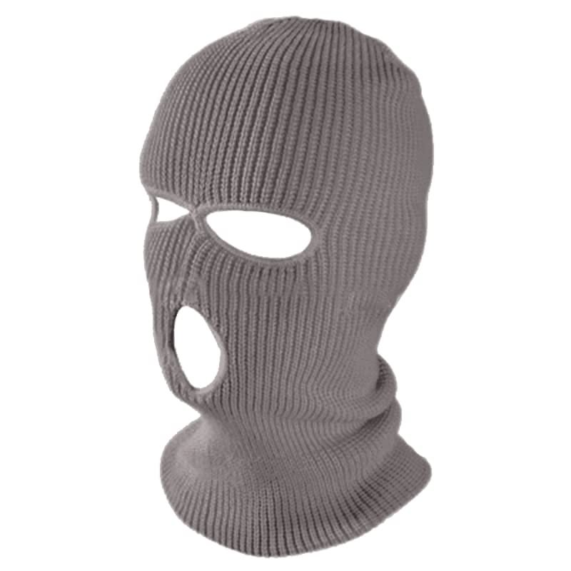 TopTie 3 Hole Balaclava, Double Knitted Windproof Breathable Balaclava for Men Women Knit Hat-Grey