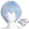 abouder Ayanami Rei Cosplay Wig with Hair Clips - Asuka Ayanami Rei Eva Short Blue Costume Wig - Genesis Anime Heat Resistant Hairwig for Cosplay Costume Anime Halloween view 1