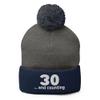 30 and Counting 30th Birthday hat for Women and Men Thirtieth Birthday hat pom pom Beanie Winter hat view 1