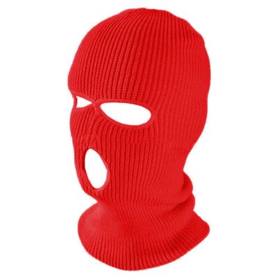 TopTie 3 Hole Balaclava, Double Knitted Windproof Breathable Balaclava for Men Women Knit Hat-Red