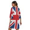 ALAZA Union Jack British Flag Women's Casual Chiffon Mini Dress 3/4 Sleeve V Neck L view 3