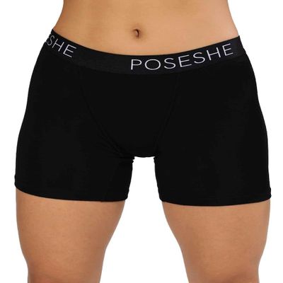 POSESHE Women's Boxer Briefs 6" Inseam, Ultra-soft MicroModal Boyshorts Underwear, All Black,1X