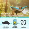 SZHLUX Camping Hammock Double & Single Portable Hammocks with 2 Tree Straps and Attached Carry Bag,Great for Outdoor,Indoor,Beach,Camping,Light Grey / Sky Blue view 3