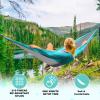 SZHLUX Camping Hammock Double & Single Portable Hammocks with 2 Tree Straps and Attached Carry Bag,Great for Outdoor,Indoor,Beach,Camping,Light Grey / Sky Blue view 4