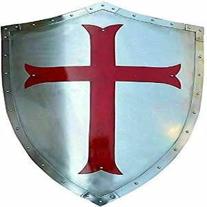 ARTIZANSTORE Knight Templer Red Cross 28 Inches Shield Handmade Medieval, Armor Shield, Heater Shield 18 Gauge for Battle Scar LARP Shield Best Wall Decor