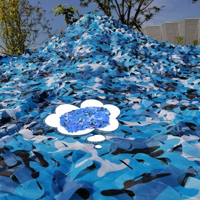 Geovne Blue Camouflage Netting,Camo Net Cover,Sunshade Canopy,Oxford Fabric Army Net,Privacy Screen,Lightweight Durable,for Outdoor,Camping,Water Park Decoration,with Mesh Backing (3x6m(9.8x19.7ft))