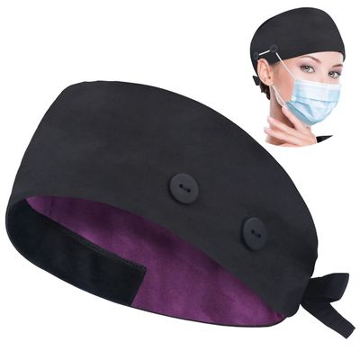 ABAMERICA Working Caps with Button and Sweatband, Adjustable Working Hats for Women Men, One Size (Tie Back or Toggle)