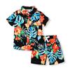 HINTINA Toddler Little Boy Shorts Set Hawaiian Outfit Short Sleeve leaf Floral Flower Shirt Summer Clothes Set Suit 3-4T view 1