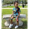 HINTINA Toddler Little Boy Shorts Set Hawaiian Outfit Short Sleeve leaf Floral Flower Shirt Summer Clothes Set Suit 3-4T view 3