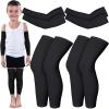 Charniol 4 Pairs Kids Arm Sleeves for Basketball Kids Long Compression Leg Sleeves and Arm Sleeves Youth Basketball Leg Sleeves(Black,Large) view 1