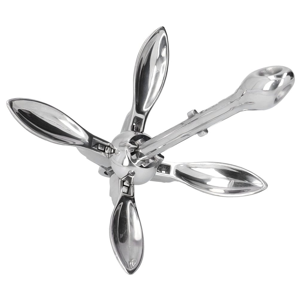 3.3lbs Foldable Grapnel Anchor, 316 Stainless Steel Boat Anchor Suitable for Use in Ponds, Rivers, Lakes or Oceans