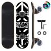GIEEU Skateboards with Colorful Flashing Wheels for Beginners,Kids,Teens,Adults, Complete Standard Skate Boards 9 Layer Canadian Maple Deck Concave Skateboard (4-Black and White) view 1