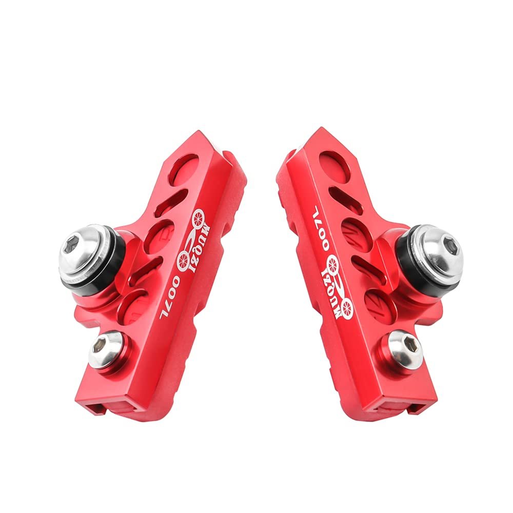 BBxunsless Bicycle C Caliper Extended Brake Pad (Set of 2) Wear-Resistant Replaceable Aluminum Alloy Rim Brake for Road, MTB, Folding Bike (Red)