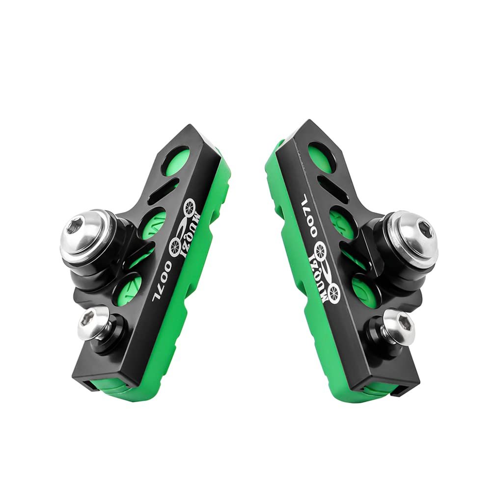 BBxunsless Bicycle C Caliper Extended Brake Pad (Set of 2) Bike Wear-Resistant Replaceable Aluminum Alloy Rim Brake for Road Bike,MTB,Folding Bike (Black-Green)