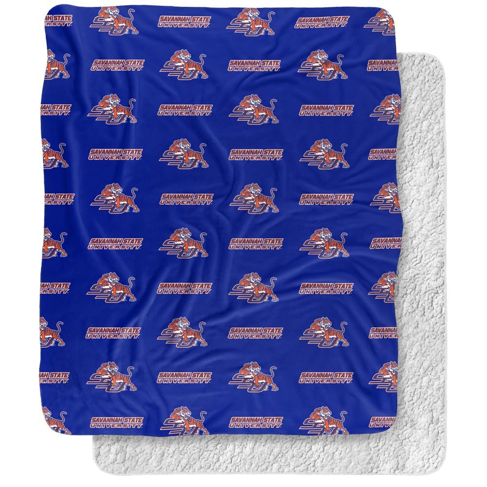 Savannah State University Blanket, 50"X60" Logo Pattern,Silky Touch Sherpa Back Super Soft Throw Blanket
