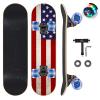 GIEEU Skateboards with Colorful Flashing Wheels for Beginners,Kids,Teens,Adults, Complete Standard Skate Boards 9 Layer Canadian Maple Deck Concave Skateboard (3-Flag) view 1