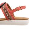Harberd Women's Flat Sandals Summer Bohemian Beaded Dressy Shoes T-Strap Buckle Thong Comfortable Flip Flops Beach Sandal for Women, Red, 7 view 2