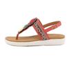 Harberd Women's Flat Sandals Summer Bohemian Beaded Dressy Shoes T-Strap Buckle Thong Comfortable Flip Flops Beach Sandal for Women, Red, 7 view 3