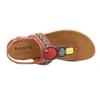 Harberd Women's Flat Sandals Summer Bohemian Beaded Dressy Shoes T-Strap Buckle Thong Comfortable Flip Flops Beach Sandal for Women, Red, 7 view 4