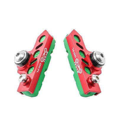 BBxunsless Bicycle C Caliper Extended Brake Pad (Set of 2) Wear-Resistant Replaceable Aluminum Alloy Rim Brake for Road, MTB, Folding Bike (Red-Green)