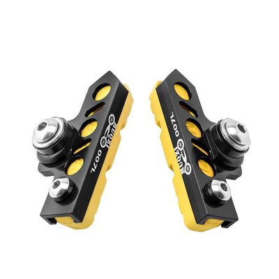 BBxunsless Bicycle C Caliper Extended Brake Pad (Set of 2) Wear-Resistant Replaceable Aluminum Alloy Rim Brake for Road, MTB, Folding Bike (Black-Yellow)