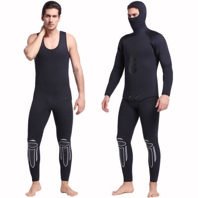 YUSHUREN Wetsuit 5mm Full Diving Suit Hoodie Snorkeling Surfing Kayaking Canoeing Cold Water Wet Suits Men (Size : Aldult/2XL)